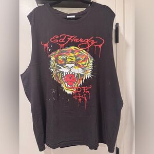 Ed Hardy Dark Gray Tank with Logo